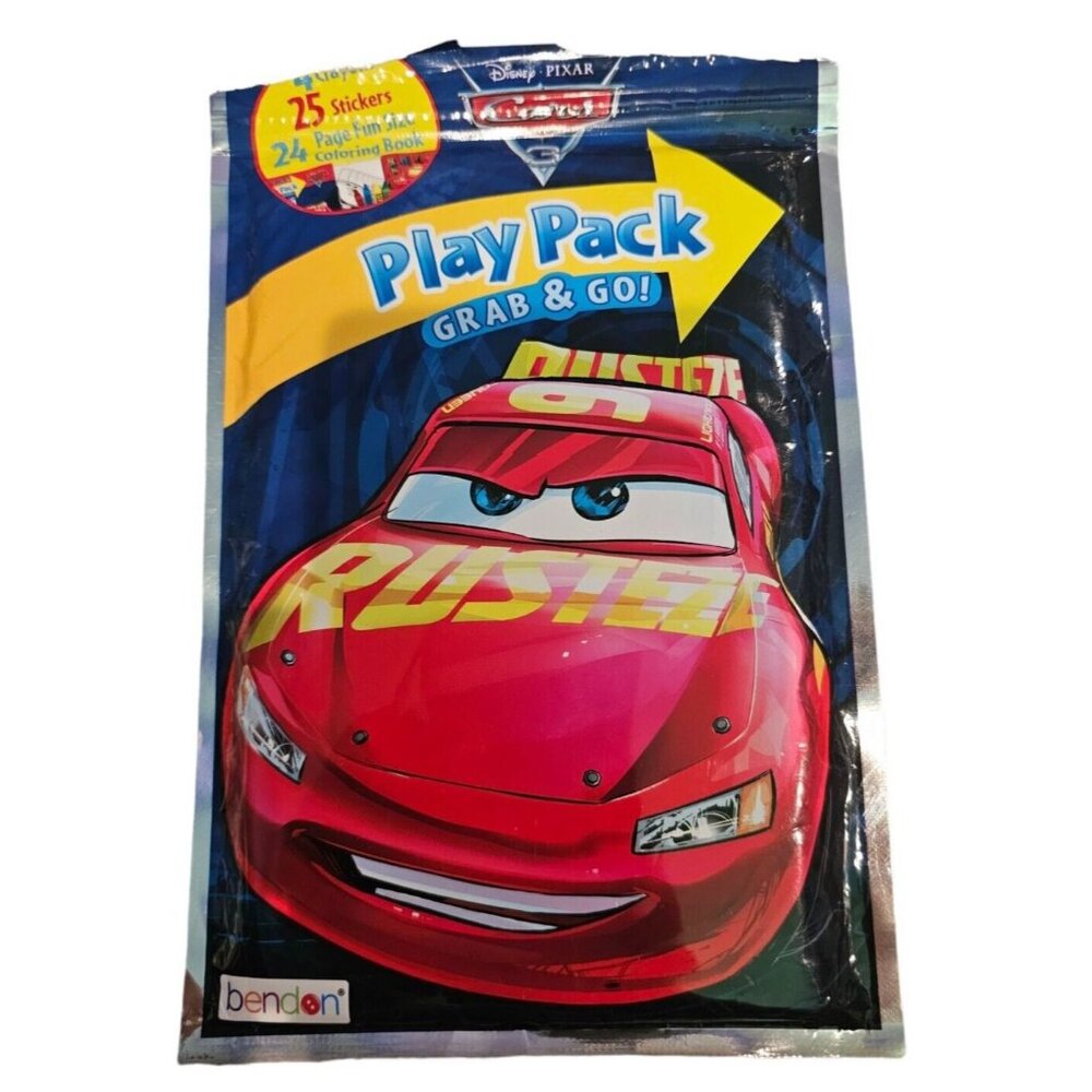 Disney Pixar Cars 3 Grab N Go Play Pack Lightning McQueen Coloring Book Stickers